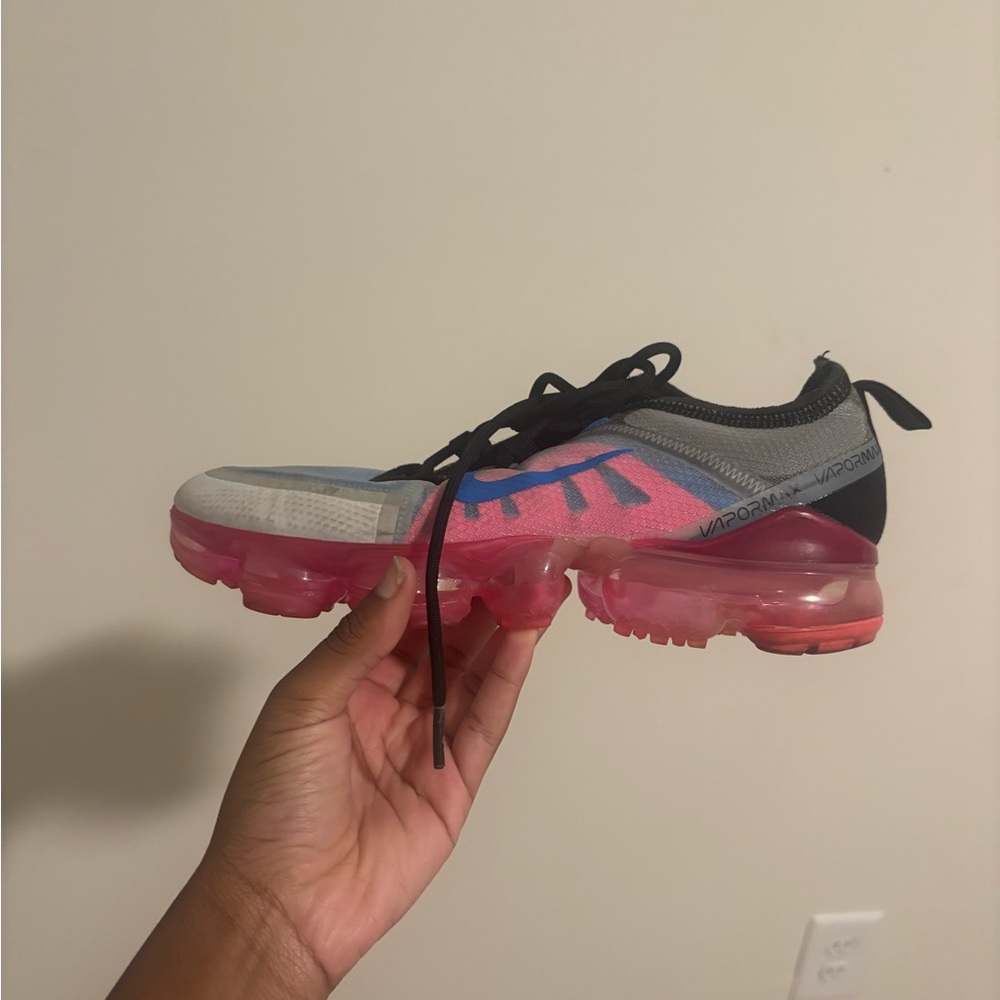 Nike Kids VaporMax Flyknit Sneakers - Pink, Blue, and Black